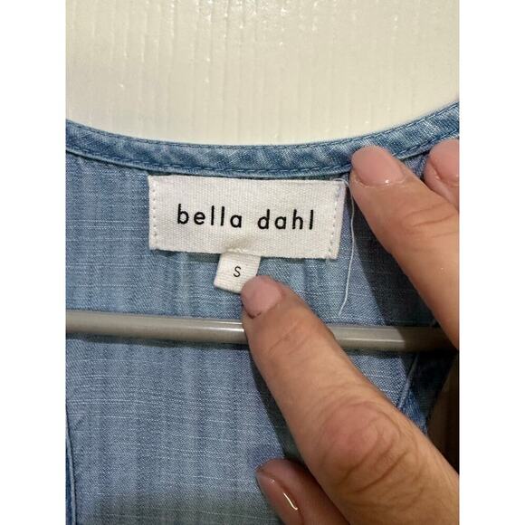 BELLA DAHL Women's Blue Sleeveless Racer Back Stripe Trim Mini Dress Size Small - Picture 6 of 11